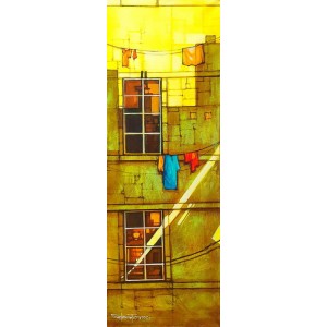 Salman Farooqi, 16 x 48 Inch, Acrylic on Canvas, Cityscape Painting, AC-SF-450